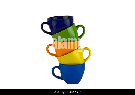 Four colorful, vertical cups Stock Photo