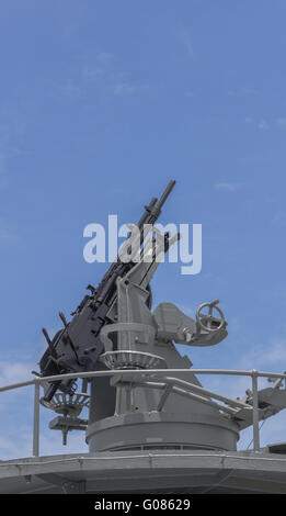 Machine gun on the battleship Stock Photo