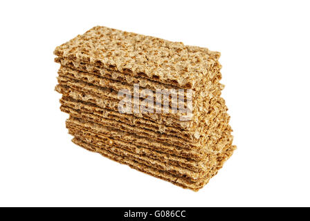 Sesame wholegrain crispbreads isolated on white ba Stock Photo