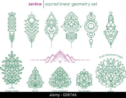 Vector linear abstract emblems Stock Vector