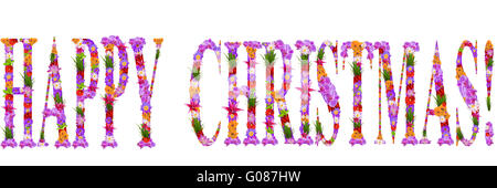 Wish of Happy Christmas, it is laid out from flowe Stock Photo
