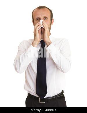 Businessman having a cold Stock Photo