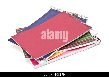 Several notebooks, isolated on white background Stock Photo