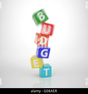 Crashing Budget Tower - Series Words out of Letterdices Stock Photo