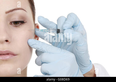 facial treatment with botulinum toxin Stock Photo