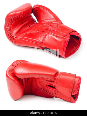 Red leather boxing glove isolated on white background Stock Photo