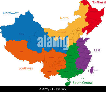 Colorful China map Stock Photo