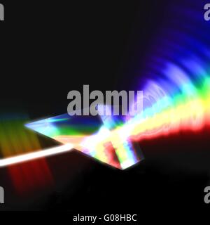 Prism refracting light waves Stock Photo