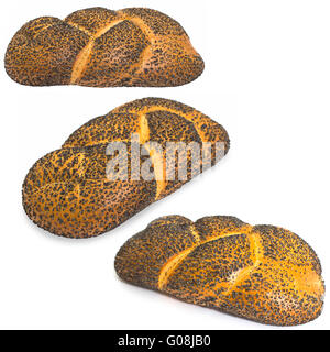 Assortment of different types of bread isolated on white background Stock Photo
