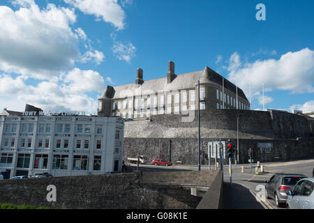 Carmarthenshire County Council Building, Towy Works and River Towy,Carmarthen Town,Carmarthenshire,Wales,U.K. Stock Photo