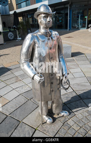 Metal farm sculptures called The Drover in Carmarthen town centre, Carmarthenshire, Wales.Landmark in Carmarthen Stock Photo