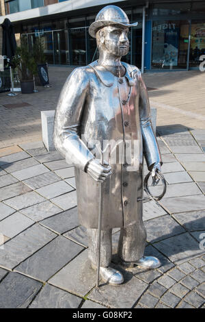 Metal farm sculptures called The Drover in Carmarthen town centre, Carmarthenshire, Wales.Landmark in Carmarthen Stock Photo