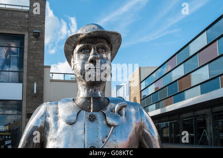 Metal farm sculptures called The Drover in Carmarthen town centre, Carmarthenshire, Wales.Landmark in Carmarthen Stock Photo