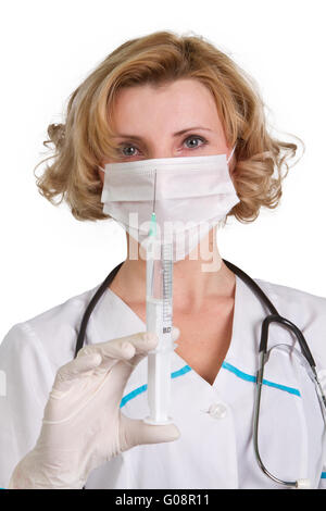 Full isolated studio picture from a young and beautiful doctor Stock Photo