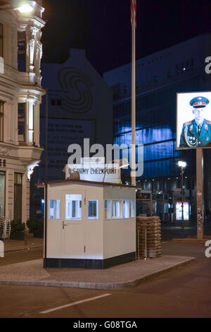Control point Checkpoint Charlie in Berlin, German Stock Photo
