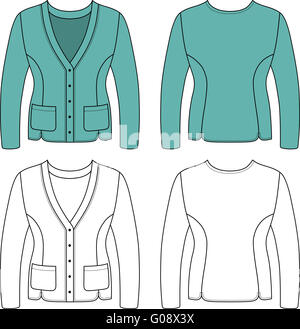 Template outline illustration of a blank cardigan Stock Photo - Alamy