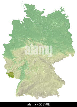 Saarland - topographical relief map Germany Stock Photo