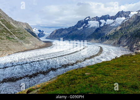 View of the Altesch glacier in the swiss alps Stock Photo