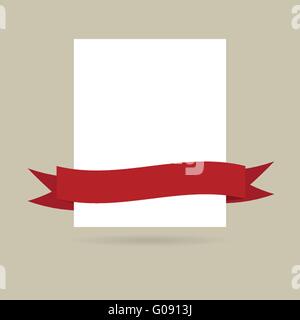 Note paper with red banner. Vector illustration for your design Stock Photo