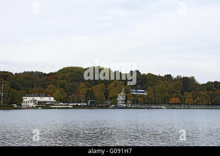 Autumnally atmosphere , Baldeneysee, Essen, German Stock Photo