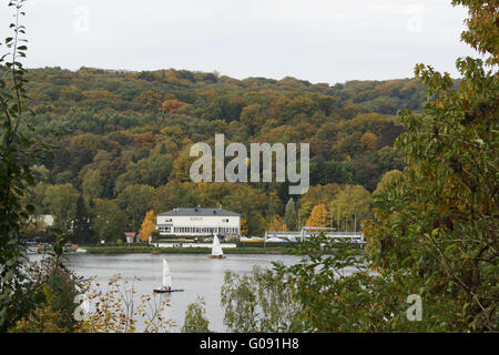 Autumnally atmosphere , Baldeneysee, Essen, German Stock Photo