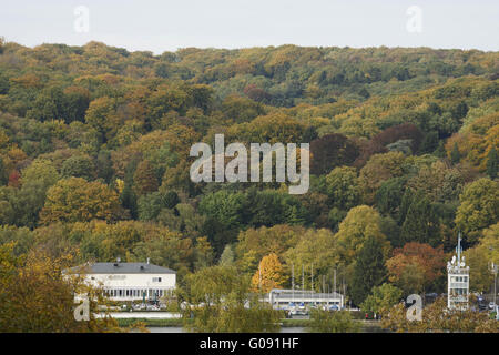 Autumnally atmosphere , Baldeneysee, Essen, German Stock Photo