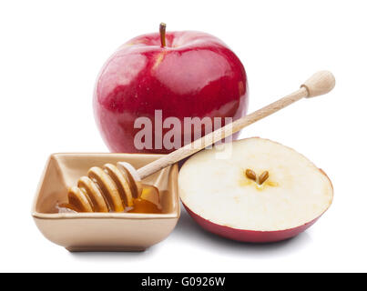 Apple and honey for Rosh Hashana jewish new year Stock Photo