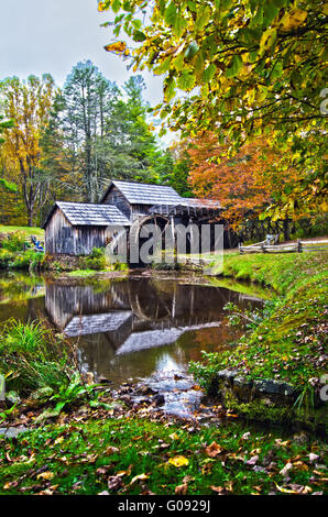 Virginia's Mabry Mill on the Blue Ridge Parkway in the Autumn season Stock Photo