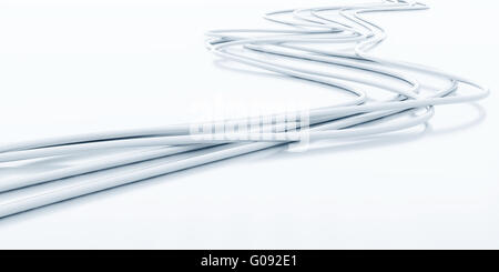 bright fibre-optical cables on a white background Stock Photo
