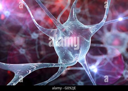 Nerve cells. Computer artwork of nerve cells, or neurons. Stock Photo