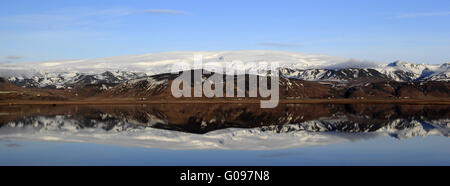 Landscape panorama of the Myrdal Jökull glacier Stock Photo