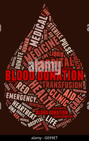 Blood donation pictogram with blood red wordings Stock Photo