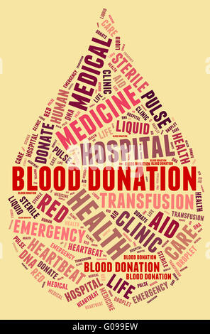 Blood donation pictogram with red wordings with ye Stock Photo