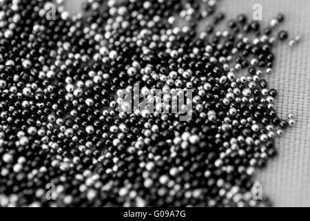 Pile silver and black balls of bead suitable for Background and texture Stock Photo