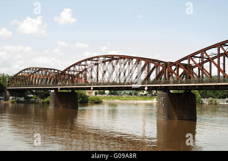 Railway Bridge at Vyton, Prague - Czech Republic Stock Photo
