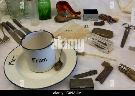 Norway, Tromso. The Polar Museum, home to a collection on Arctic research, exploration, and Norwegian trapping. Fram Memorabilia Stock Photo