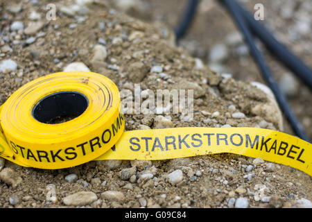Road works – power cable Stock Photo