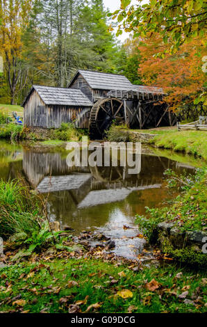 Virginia's Mabry Mill on the Blue Ridge Parkway in the Autumn season Stock Photo