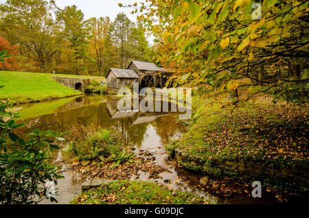 Virginia's Mabry Mill on the Blue Ridge Parkway in the Autumn season Stock Photo