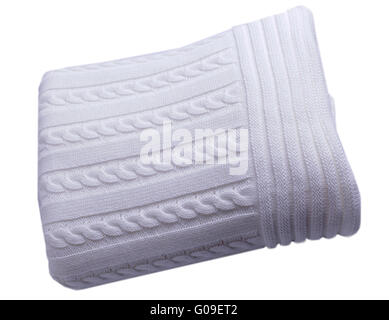 White baby blanket folded and isolated on white background Stock Photo