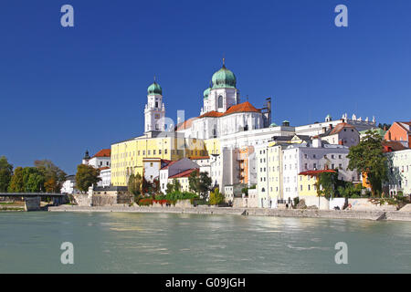 Passau at the confluence of Inn, Danube and Ilz Stock Photo