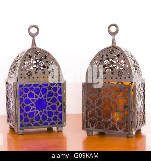 Egyptian lamps - metal and colored glass, from Cairo Stock Photo