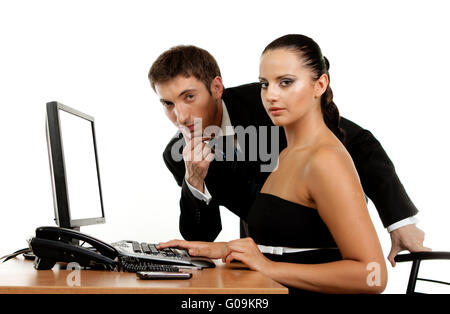 Team of successful smiling young business people Stock Photo