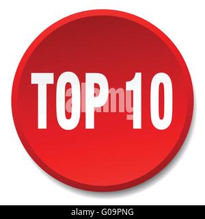 top 10 red round flat isolated push button Stock Vector