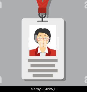 Badge, Pass Card ID in Modern Flat Style Stock Vector