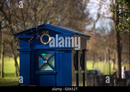 Old blue police box, The Meadows, Edinburgh Stock Photo