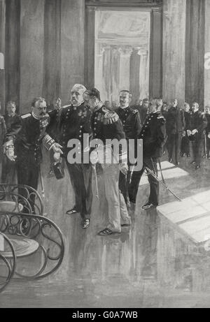 General Macias Receiving the American Commissioners at the Palace, San Juan, Puerto Rico Stock Photo