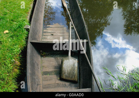 Wooden boat in the Spreewald Brandenburg Germany Stock Photo