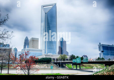 early morning sunrise over charlotte city skyline downtown Stock Photo