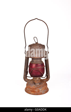Old rusty lantern isolated on white background Stock Photo